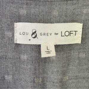 Lou & Grey Gray Chambray Silver Accents Twist Front Surplice Top